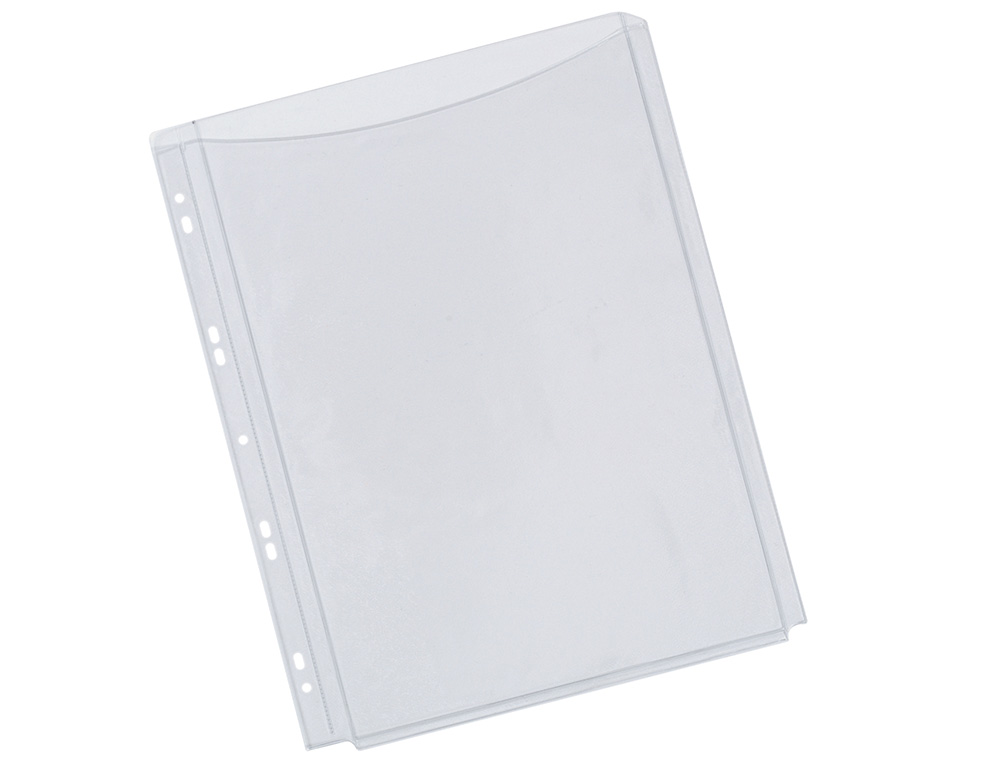 FUNDA MULTITALADRO Q-CONNECT CON FUELLE DIN A4 PVC 180 MC BOLSA DE 5 UNIDADES