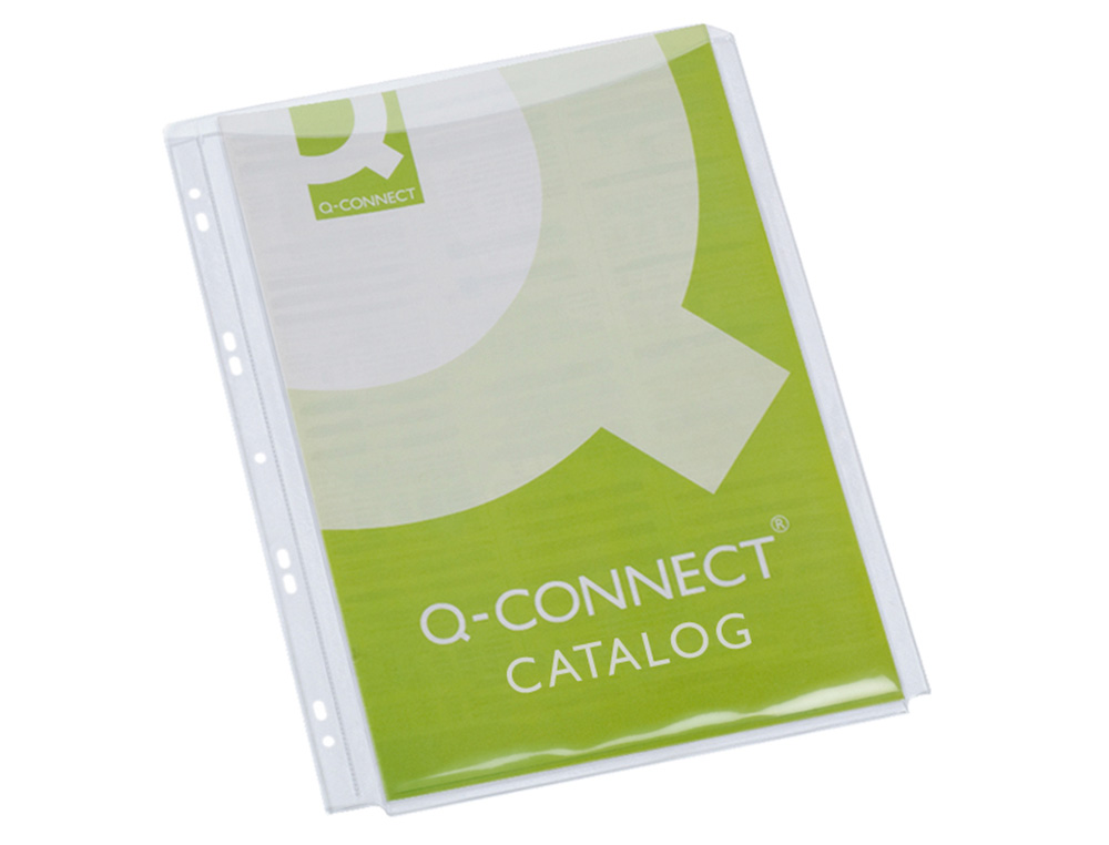 FUNDA MULTITALADRO Q-CONNECT CON FUELLE DIN A4 PVC 180 MC BOLSA DE 5 UNIDADES