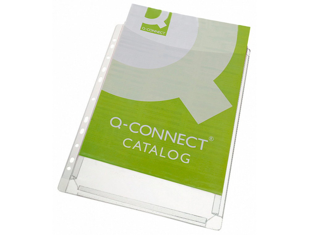 FUNDA MULTITALADRO Q-CONNECT CON FUELLE DIN A4 PVC 180 MC BOLSA DE 5 UNIDADES