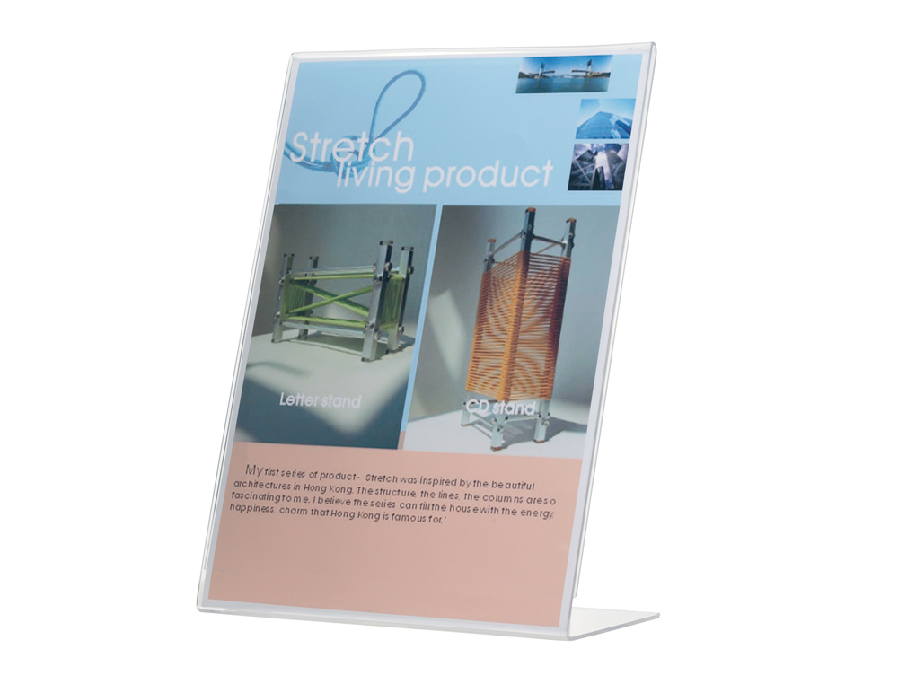 EXPOSITOR SOBREMESA Q-CONNECT CON FORMA DE L METACRILATO TAMAÑO 213X300 MM
