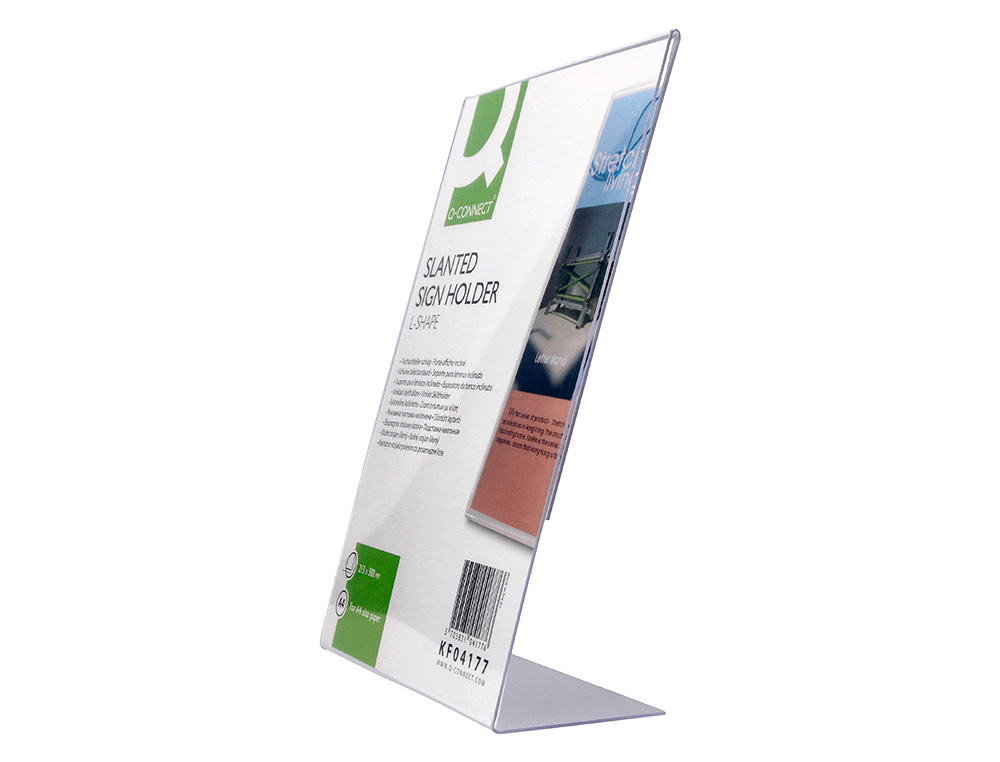 EXPOSITOR SOBREMESA Q-CONNECT CON FORMA DE L METACRILATO TAMAÑO 213X300 MM