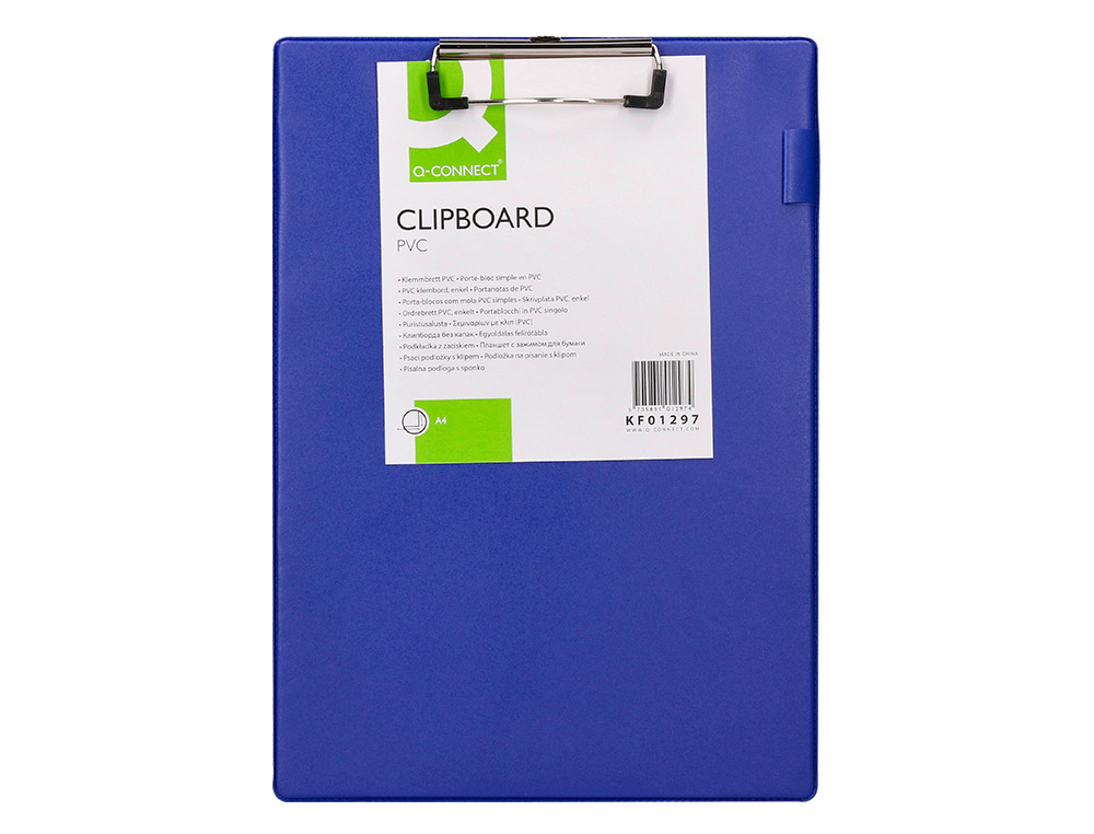 PORTANOTAS Q-CONNECT MINICLIPS PVC DIN A4 AZUL