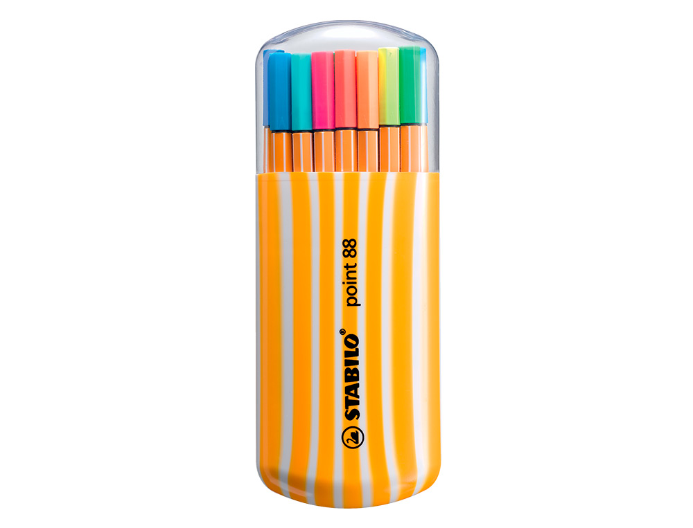 ROTULADOR STABILO PUNTA DE FIBRA POINT 88 ZEBRUI ESTUCHE DE 20 UNIDADES COLORES NEON SURTIDOS