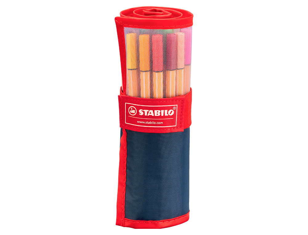 ROTULADOR STABILO PUNTA DE FIBRA POINT 88 ESTUCHE ROLLERSET DE 25 COLORES SURTIDOS