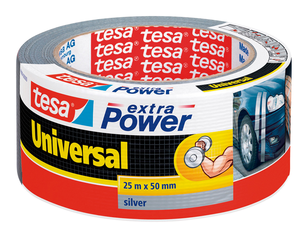 CINTA ADHESIVA TESA AMERICANA 25 MT X 50 MM EXTRA POWER COLOR PLATA