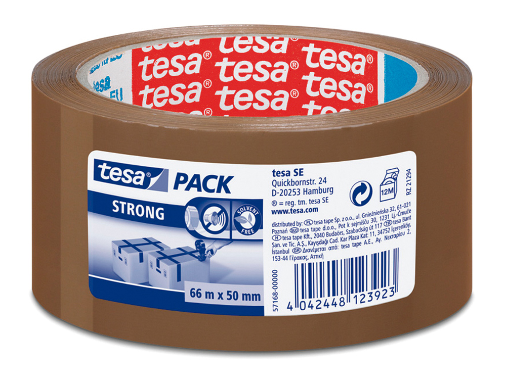 CINTA ADHESIVA TESA MARRON STRONG 66 MT X 50 MM PARA EMBALAJE BAJO RUIDO