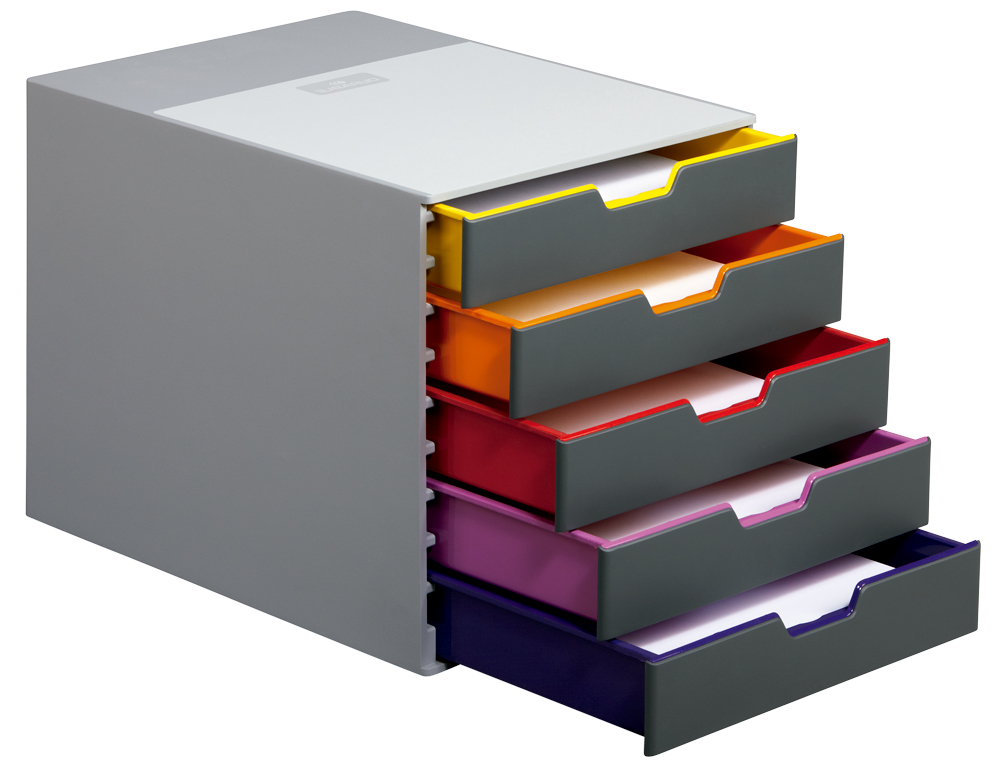 FICHERO CAJONES DE SOBREMESA DURABLE VARICOLOR APILABLES 5 CAJONES PLASTICO 292X280X356 MM