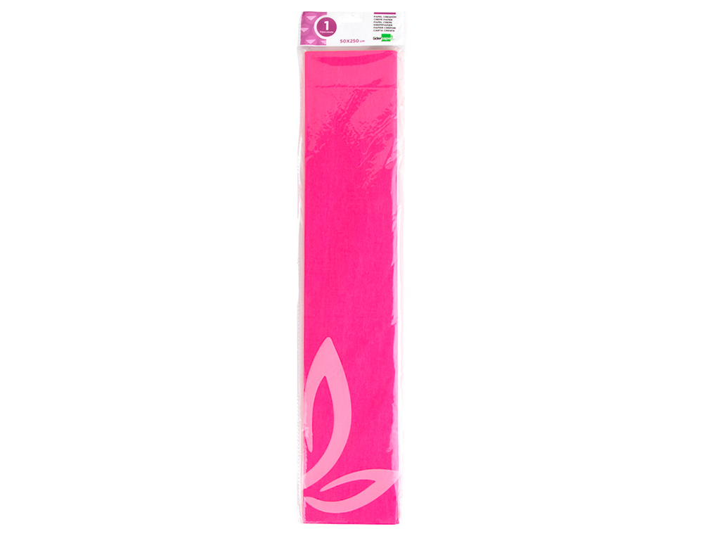 PAPEL CRESPON LIDERPAPEL 50 CM X 2,5 M 34G/M2 ROSA FLUORESCENTE