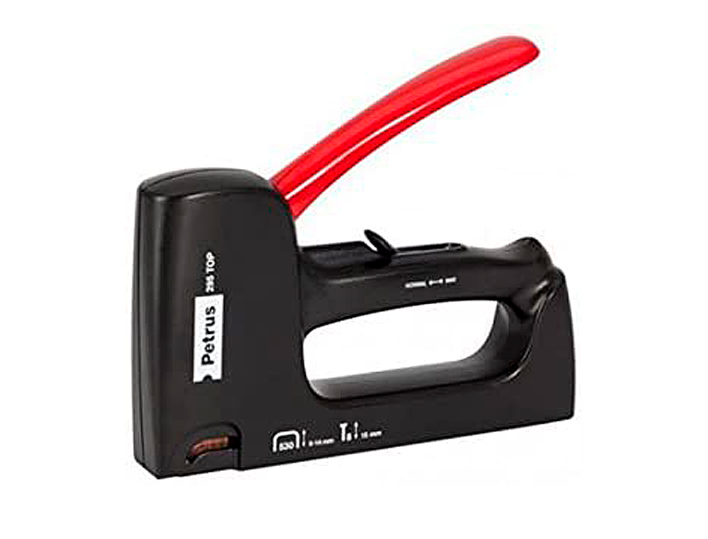 GRAPADORA PETRUS CLAVADORA 295 TOP BRICOLAJE CUERPO DE PLASTICO AJUSTE DE POTENCIA UTILIZA GRAPAS Nº530 Y CLAVOS Nº8