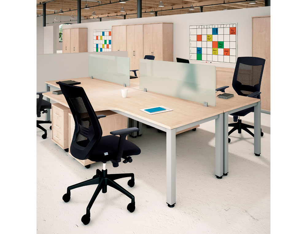 MESA OFICINA ROCADA SERIE EXECUTIVE FORMA EN L DERECHA 180X120 CM ACABADO AD02 ALUMINIO/GRIS