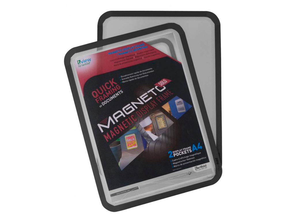 MARCO PORTA ANUNCIOS DJOIS MAGNETO DIN A3 CON 4 BANDAS MAGNETICAS EN EL DORSO COLOR NEGRO PACK DE 2 UNIDADES