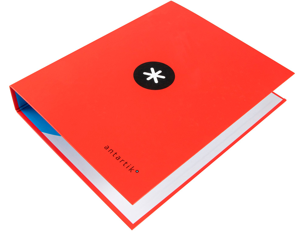 CARPETA 4 ANILLAS 40 MM MIXTAS ANTARTIK A4 FORRADA COLOR ROJO