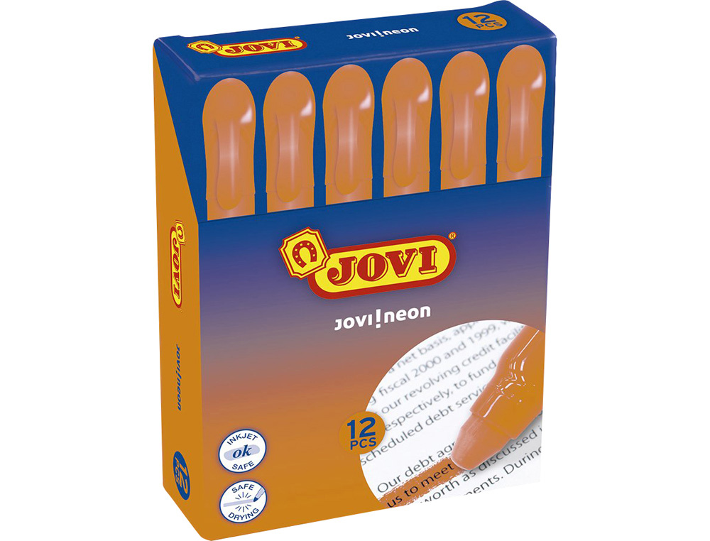 MARCADOR DE CERA GEL JOVI FLUORESCENTE NARANJA CAJA DE 12 UNIDADES