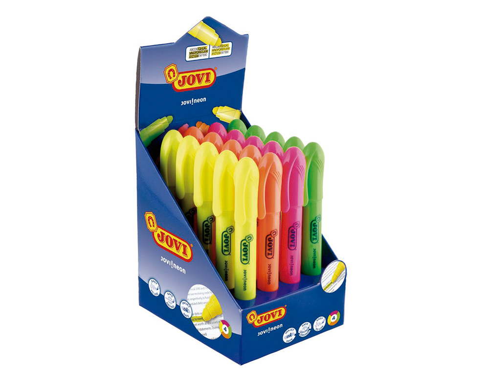 MARCADOR DE CERA GEL JOVI FLUORESCENTE EXPOSITOR DE 20 UNIDADES COLORES SURTIDOS