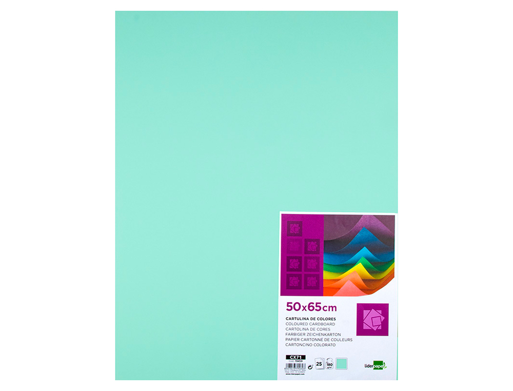 CARTULINA LIDERPAPEL 50X65 CM 180G/M2 VERDE PAQUETE DE 25 HOJAS