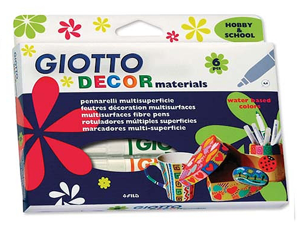 ROTULADOR GIOTTO DECOR MATERIALS CAJA DE 6 COLORES SURTIDOS