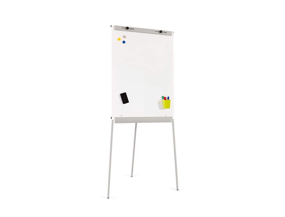 PIZARRA BLANCA ROCADA CON TRIPODE PARA CONFERENCIAS MAGNETICA LACADA BRAZO EXTENSIBLE 68X104 CM ALTURA