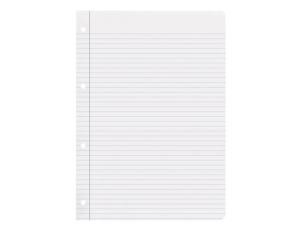 RECAMBIO LIDERPAPEL A4 100 HOJAS 100 G/M2 RAYADO HORIZONTAL CON MARGEN 4 TALADROS
