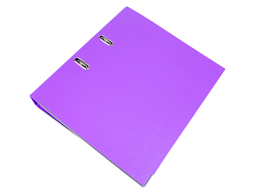 ARCHIVADOR DE PALANCA LIDERPAPEL A4 DOCUMENTA FORRADO PVC CON RADO LOMO 52 MM LILA COMPRESOR METALICO