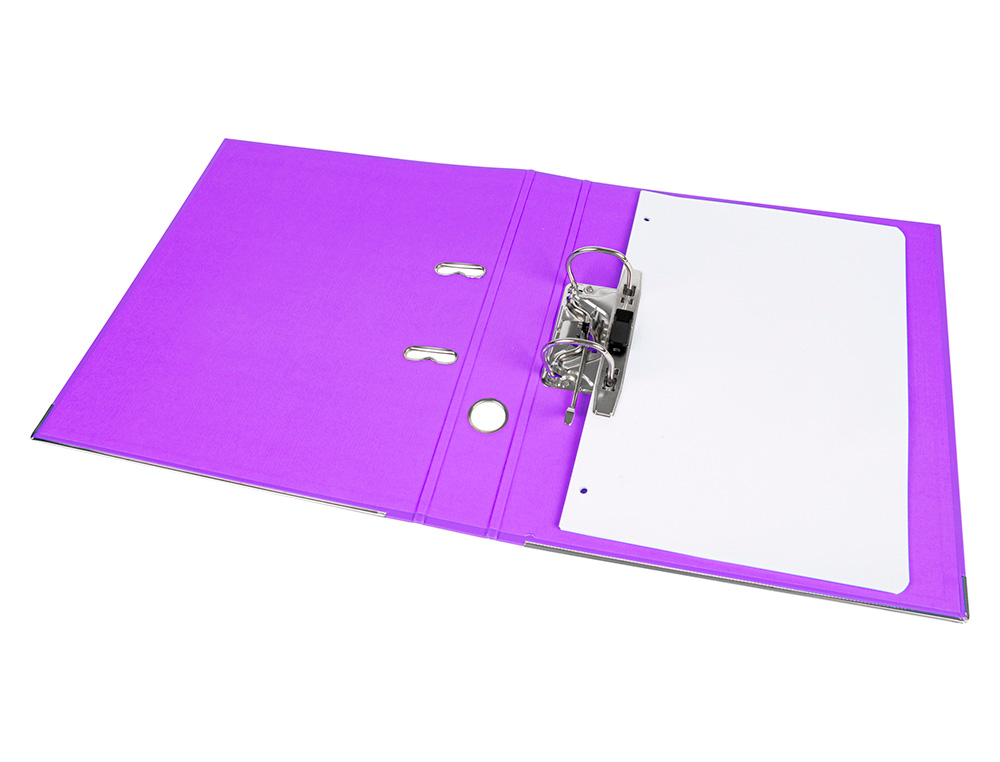 ARCHIVADOR DE PALANCA LIDERPAPEL A4 DOCUMENTA FORRADO PVC CON RADO LOMO 52 MM LILA COMPRESOR METALICO