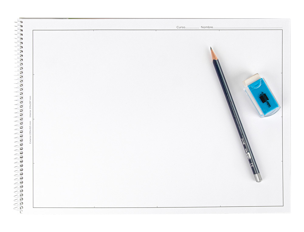 BLOC DIBUJO LIDERPAPEL LINEAL ESPIRAL 460X325 MM 20 HOJAS 180 GR/M2 CON RECUADRO PERFORADO