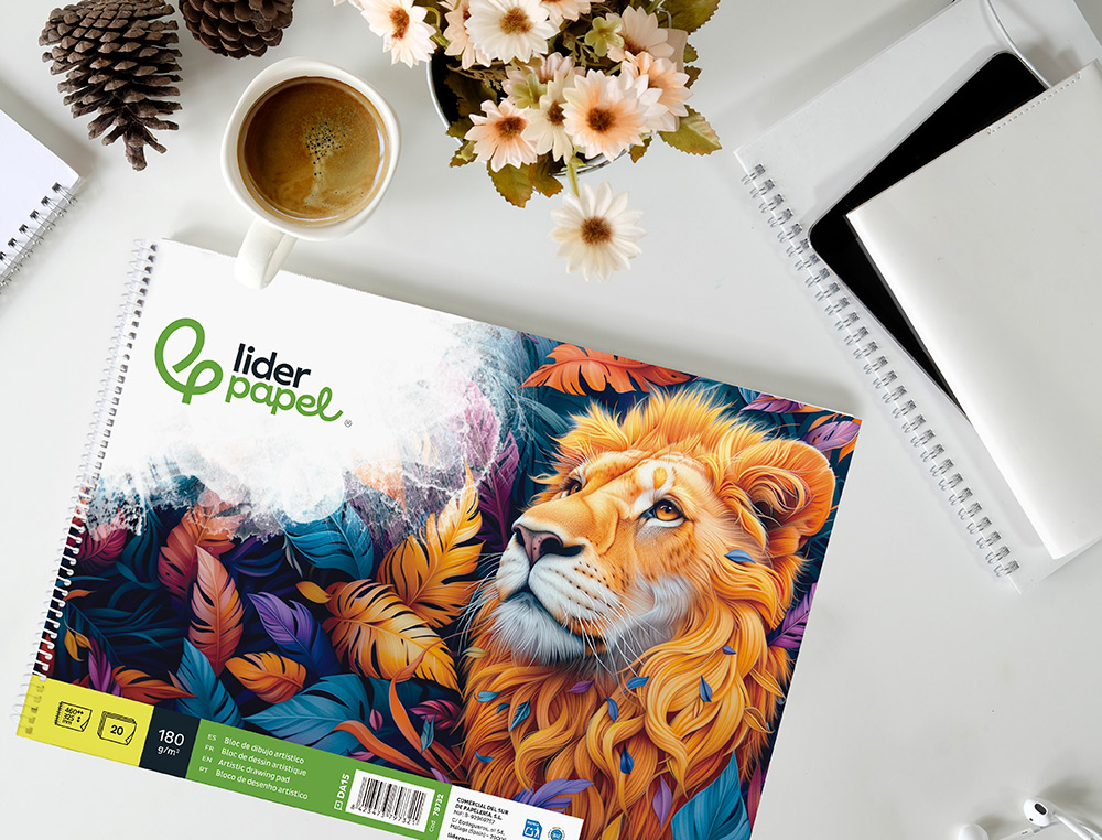 BLOC DIBUJO LIDERPAPEL LINEAL ESPIRAL 460X325 MM 20 HOJAS 180 GR/M2 CON RECUADRO PERFORADO