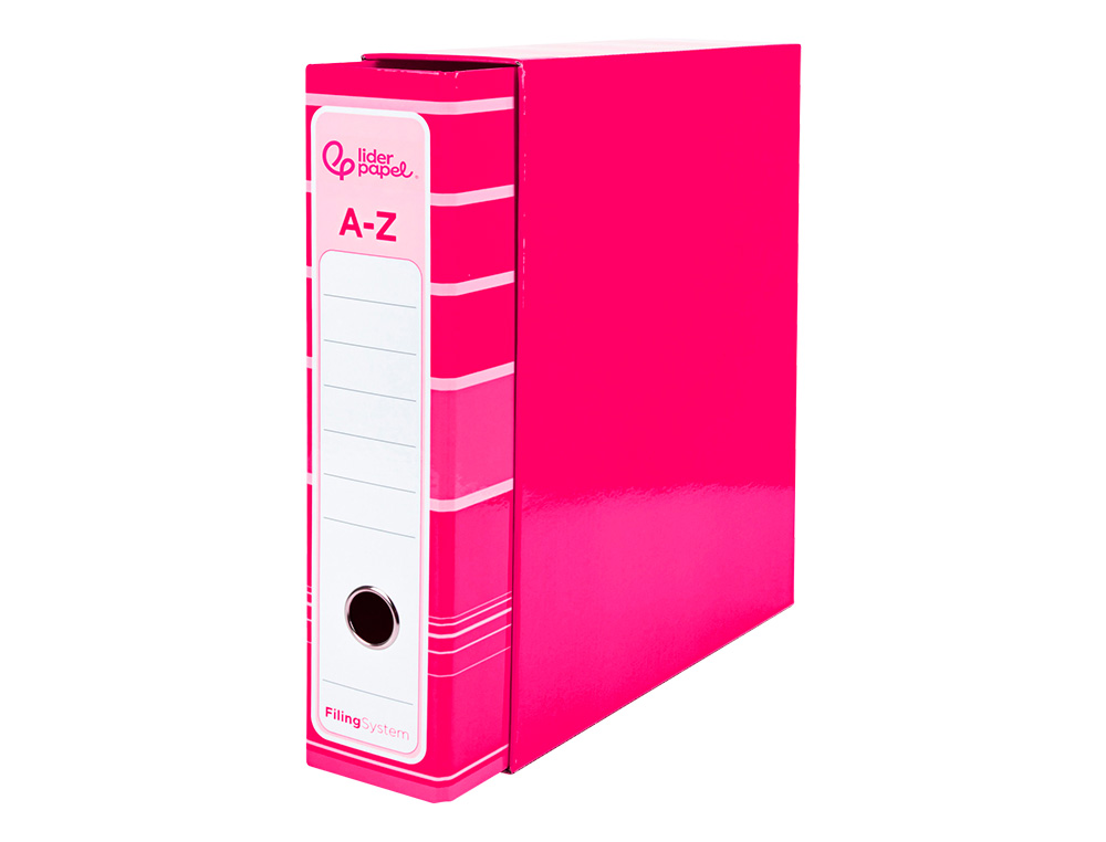 ARCHIVADOR DE PALANCA LIDERPAP EL A4 FILING SYSTEM FORRADO SIN RADO LOMO 80MM ROSA CON CAJA Y COMPRESOR METALICO