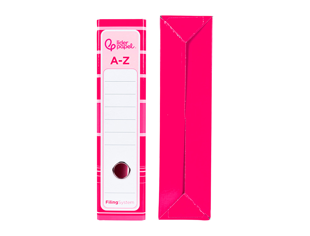 ARCHIVADOR DE PALANCA LIDERPAP EL A4 FILING SYSTEM FORRADO SIN RADO LOMO 80MM ROSA CON CAJA Y COMPRESOR METALICO