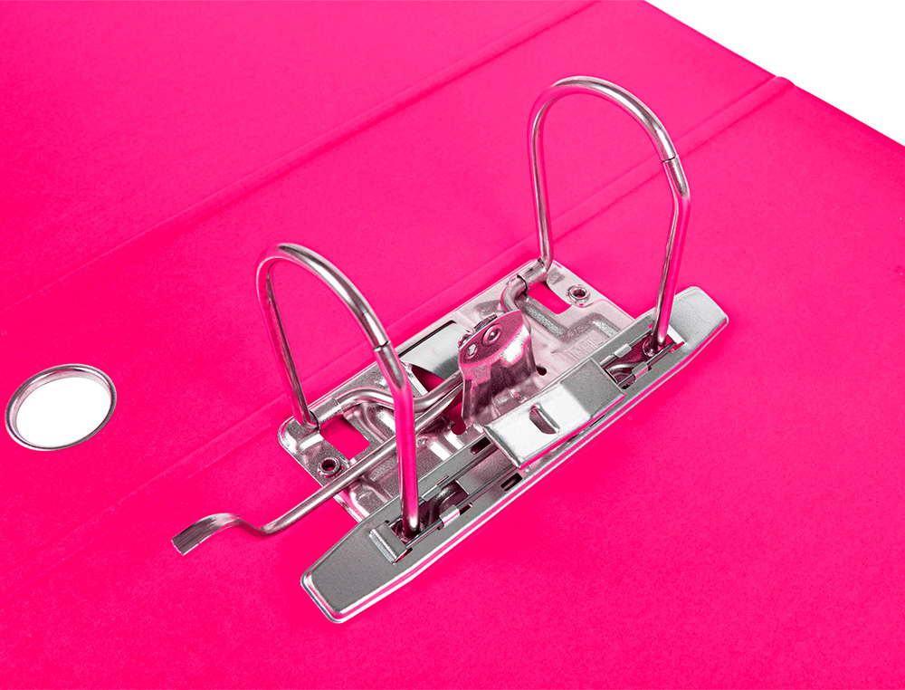 ARCHIVADOR DE PALANCA LIDERPAP EL A4 FILING SYSTEM FORRADO SIN RADO LOMO 80MM ROSA CON CAJA Y COMPRESOR METALICO