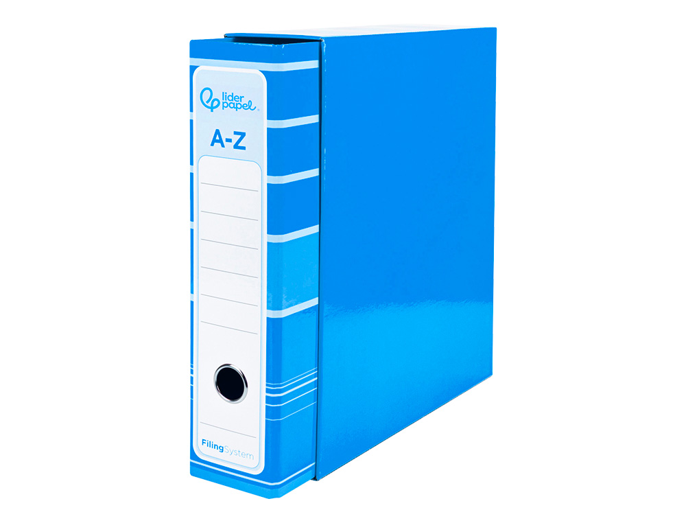 ARCHIVADOR DE PALANCA LIDERPAP EL A4 FILING SYSTEM FORRADO SIN RADO LOMO 80MM CELESTE CON CAJA Y COMPRESOR METALICO