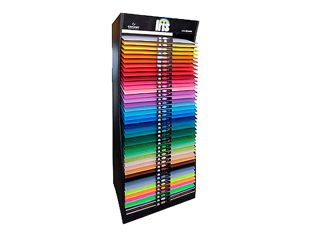 EXPOSITOR GUARRO METALICO VACIO 42 ESTANTES PARA CARTULINA 185 GR 50X65 CM 75X57X200 CM