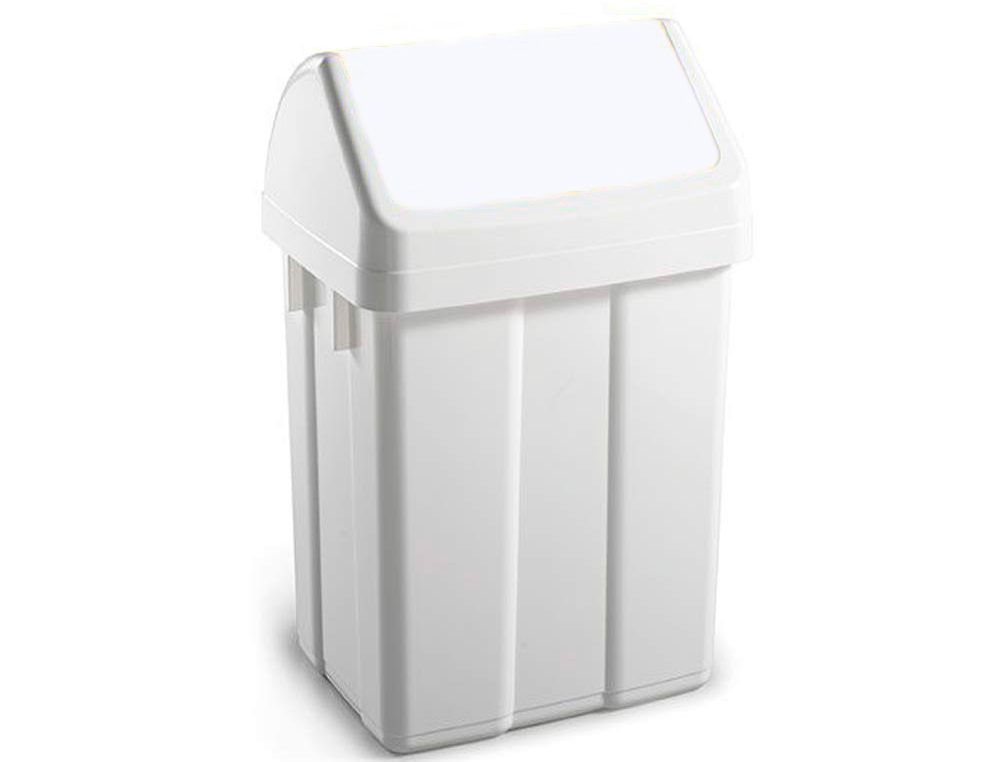 PAPELERA CONTENEDOR TTS PLASTICO CON TAPADERA MAX 12 LITROS BLANCA 400X230X200 MM