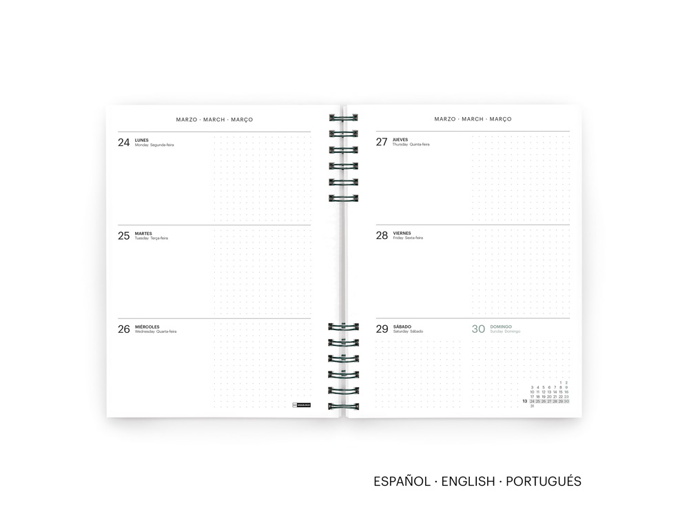 AGENDA ESPIRAL WIRE-O MIQUELRIUS 2026 PLUS BASIC SEMANA VISTA 155X213 MM COLOR AZUL