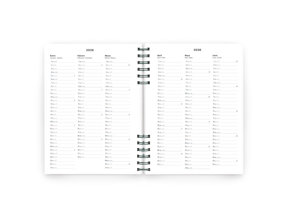 AGENDA ESPIRAL WIRE-O MIQUELRIUS 2026 PLUS BASIC SEMANA VISTA 155X213 MM COLOR AZUL