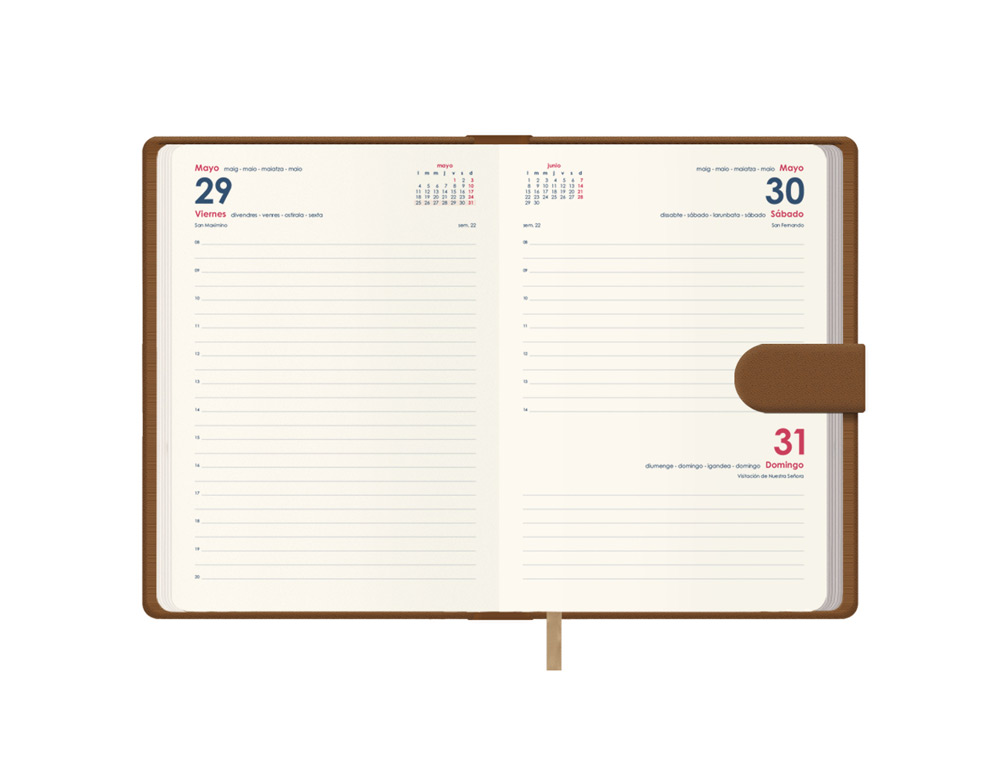 AGENDA ENCUADERNADA DOHE 2026 SENA POLIPIEL CIERRE CON PESTAÑA IMANTADA DIA PAGINA 150X210 MM COLOR CAMEL