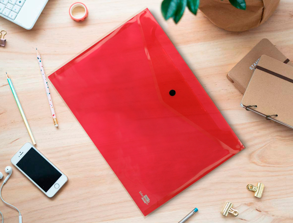 CARPETA LIDERPAPEL DOSSIER BROCHE TRANSPARENTE DIN A4 COLORES SURTIDOS PAQUETE DE 5 RETRACTILADO