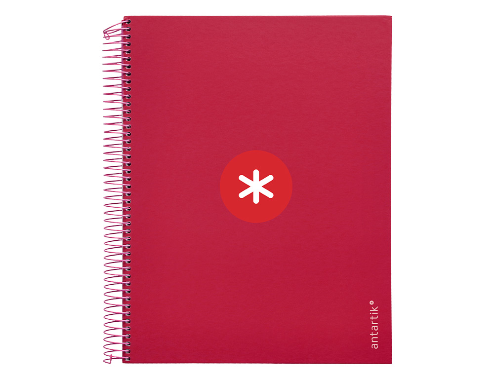 CUADERNO ESPIRAL A4 MICRO ANTARTIK TAPA FORRADA 120H 100 GR CUADRO 5MM 5 BANDAS 4 TALADROS COLOR FRAMBUESA