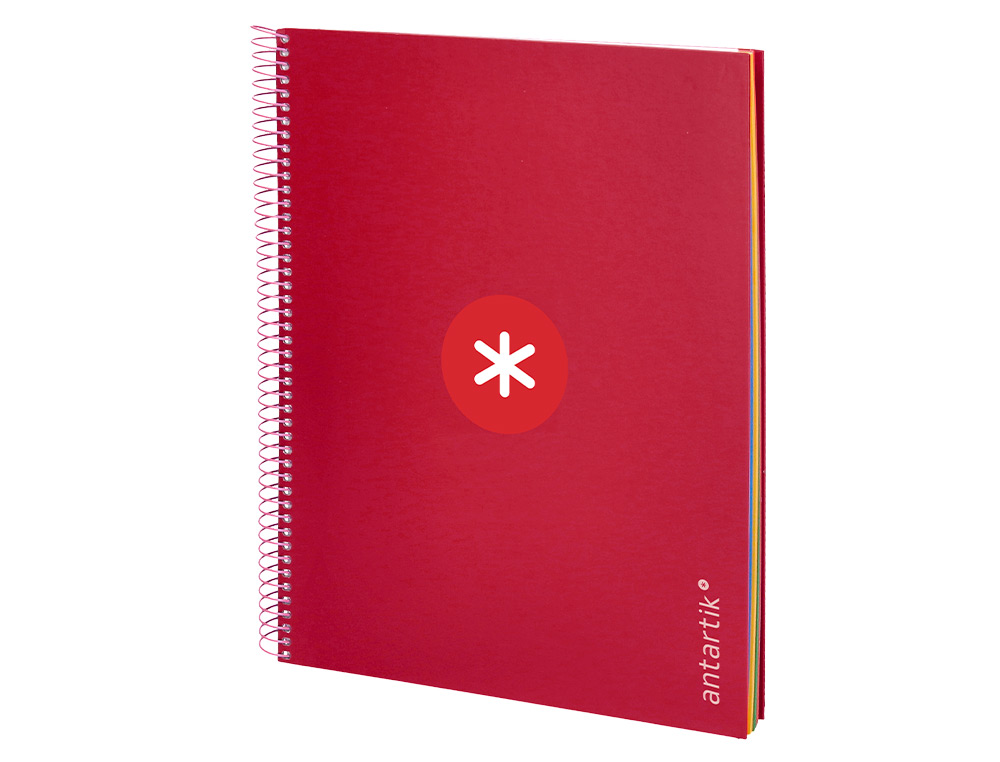 CUADERNO ESPIRAL A4 MICRO ANTARTIK TAPA FORRADA 120H 100 GR CUADRO 5MM 5 BANDAS 4 TALADROS COLOR FRAMBUESA