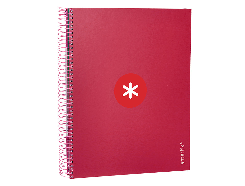 CUADERNO ESPIRAL A4 MICRO ANTARTIK TAPA FORRADA 120H 100 GR CUADRO 5MM 5 BANDAS 4 TALADROS COLOR FRAMBUESA