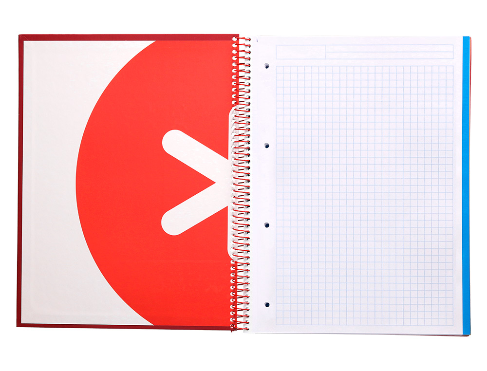 CUADERNO ESPIRAL A4 MICRO ANTARTIK TAPA FORRADA 120H 100 GR CUADRO 5MM 5 BANDAS 4 TALADROS COLOR FRAMBUESA