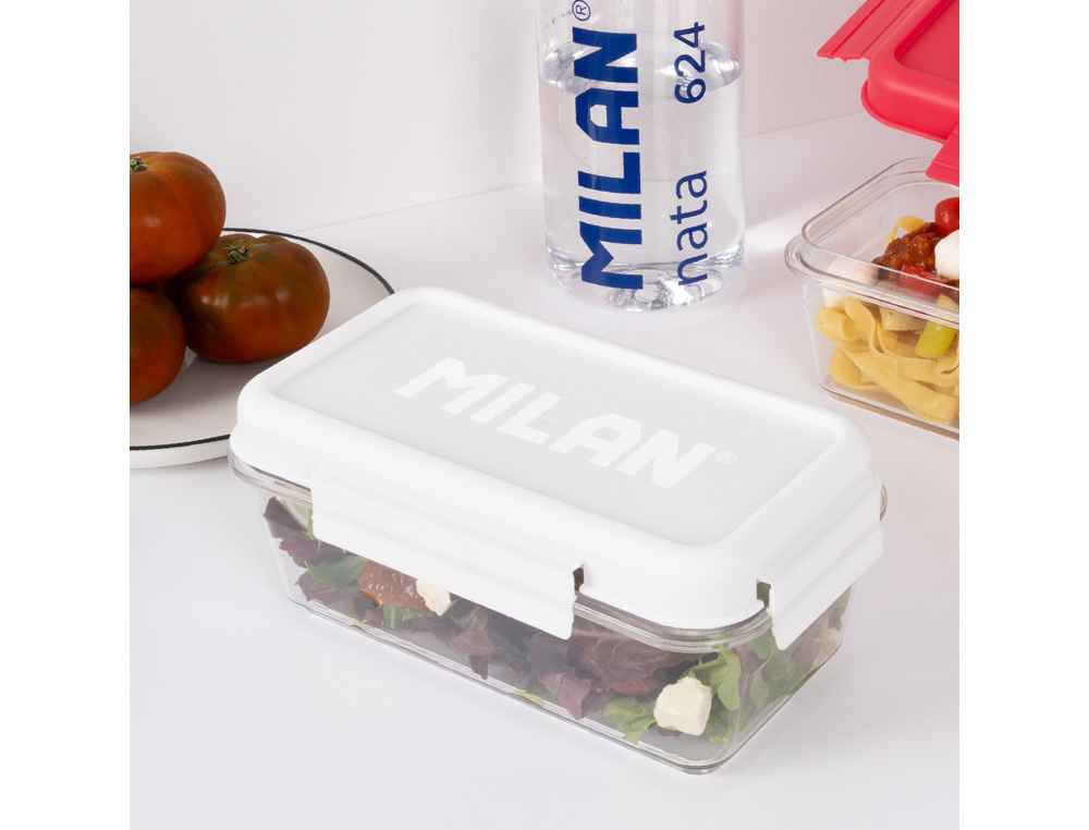 FIAMBRERA MILAN TRITAN SERIE NATA 624 HERMETICA RECTANGULAR CAPACIDAD 1,2 LITROS COLOR BLANCO