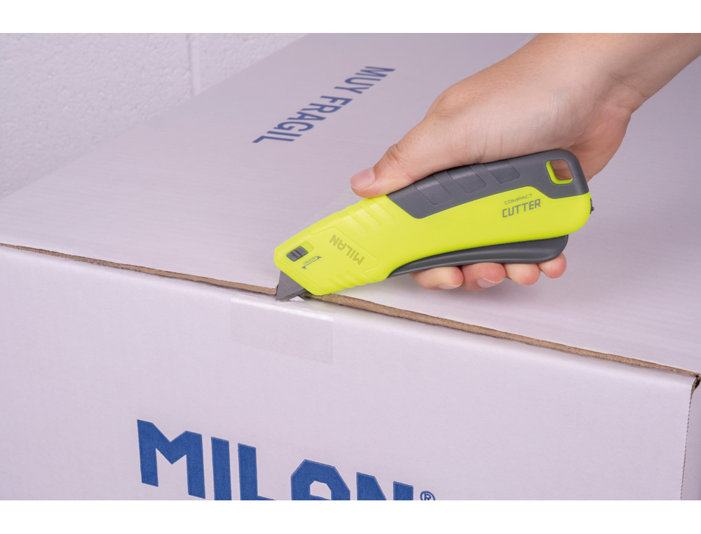 CUTER MILAN METALICO ANCHO RETRACTIL DE SEGURIDAD ACID AMARILLO