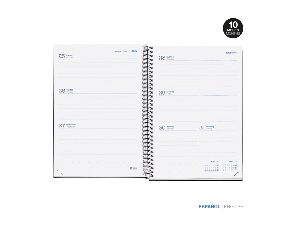 AGENDA ESPIRAL ESCOLAR MIQUELRIUS BASIC DIN A5 SEMANA VISTA 25-26 TAPA CARTON FORRADO AZUL
