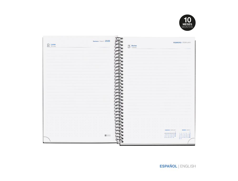 AGENDA ESPIRAL ESCOLAR MIQUELRIUS BASIC DIN A5 DIA PAGINA 25-26 TAPA CARTON FORRADO ROSA