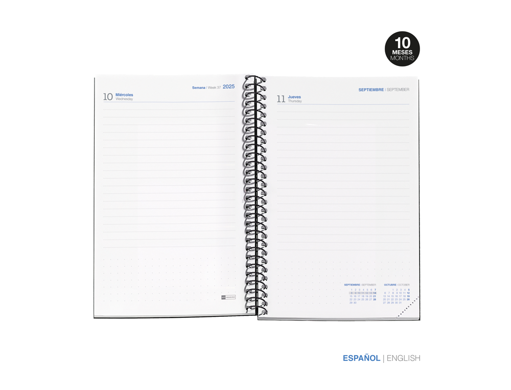 AGENDA ESPIRAL ESCOLAR MIQUELRIUS ACTIVA OCTAVO DIA PAGINA 25-26 TAPA CARTON FORRADO LILA