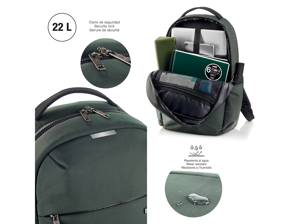 MOCHILA MIQUELRIUS BAG TO WORK ADAPTABLE A CARRO COLOR VERDE 460X380 MM
