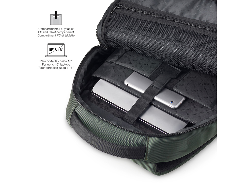MOCHILA MIQUELRIUS BAG TO WORK ADAPTABLE A CARRO COLOR VERDE 460X380 MM