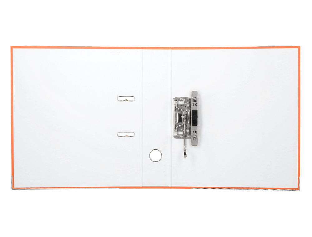 ARCHIVADOR DE PALANCA CARLIN FOLIO FORRADO POLIPROPILENO CON RADO LOMO ANCHO 75 MM NARANJA