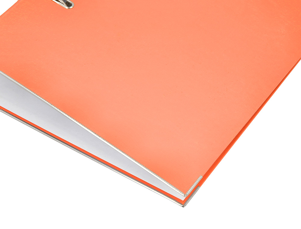 ARCHIVADOR DE PALANCA CARLIN FOLIO FORRADO POLIPROPILENO CON RADO LOMO ANCHO 75 MM NARANJA