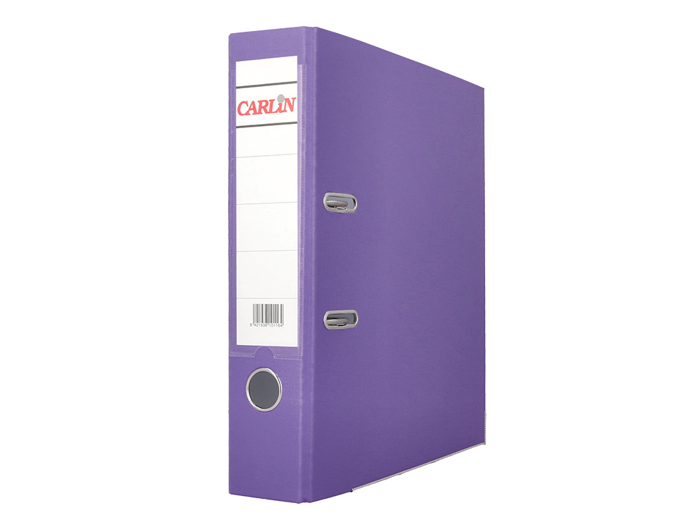 ARCHIVADOR DE PALANCA CARLIN DIN A4 FORRADO POLIPROPILENO CON RADO LOMO ANCHO 75 MM MORADO